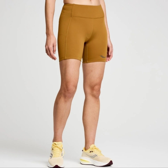 Saucony Fortify Biker Shorts Bronze Color Size Medium - Picture 1 of 12
